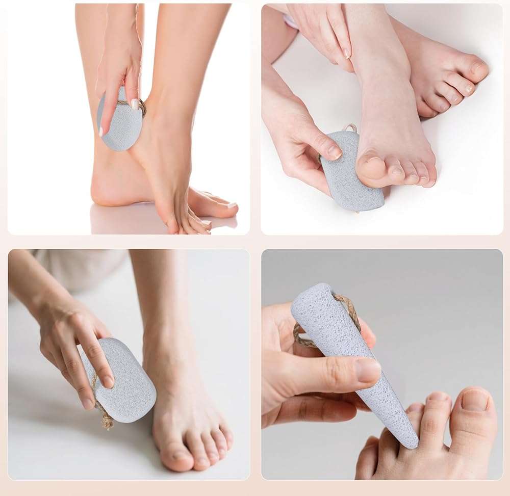 SAMEBUTECO Natural Pumice Stone for Feet Volcanic Pumice Cleaning Stone for Sole of the Foot,Edges of the Foot,Toe Seams Deep Clean,Dry Dead Skin Foot Scrubber White 4 Shapes - Image 3