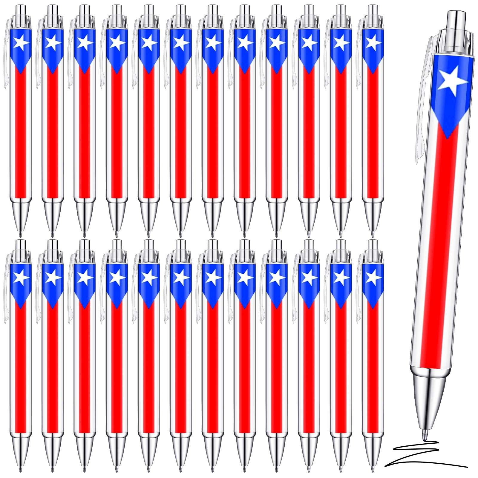 Sayglossy 36 Pcs Puerto Rico Party Souvenirs Gifts Puerto Rico Ballpoint Pens with Flags Frog Hibiscus Flowers Pattern for Patriotic Latin American Spanish Party Favors (Classic Style) - Image 1