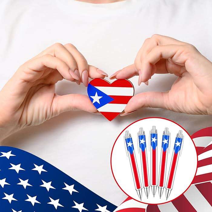 Sayglossy 36 Pcs Puerto Rico Party Souvenirs Gifts Puerto Rico Ballpoint Pens with Flags Frog Hibiscus Flowers Pattern for Patriotic Latin American Spanish Party Favors (Classic Style) - Image 2