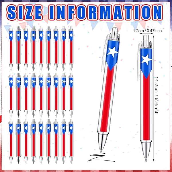 Sayglossy 36 Pcs Puerto Rico Party Souvenirs Gifts Puerto Rico Ballpoint Pens with Flags Frog Hibiscus Flowers Pattern for Patriotic Latin American Spanish Party Favors (Classic Style) - Image 3