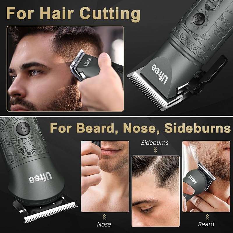 Ufree Beard Trimmer for Men with Hair Clipper, Professional Hair Clippers for Men and Hair Trimmers, Cordless Electric Razor Mens Grooming Kit for Nose, Face, Ear, Body, Gifts for Men Husband Father - Image 2