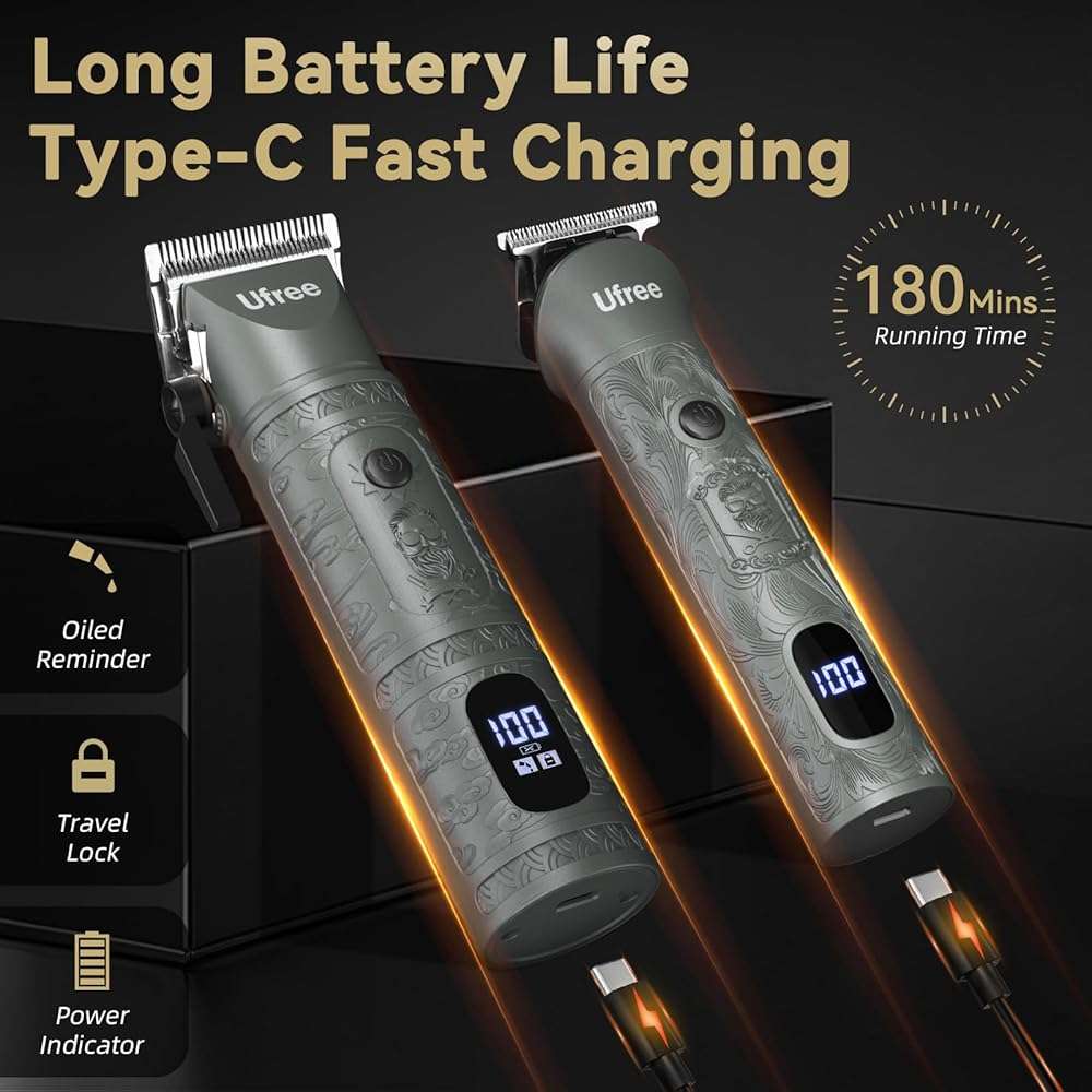 Ufree Beard Trimmer for Men with Hair Clipper, Professional Hair Clippers for Men and Hair Trimmers, Cordless Electric Razor Mens Grooming Kit for Nose, Face, Ear, Body, Gifts for Men Husband Father - Image 3