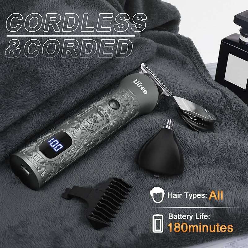 Ufree Beard Trimmer for Men with Hair Clipper, Professional Hair Clippers for Men and Hair Trimmers, Cordless Electric Razor Mens Grooming Kit for Nose, Face, Ear, Body, Gifts for Men Husband Father - Image 8