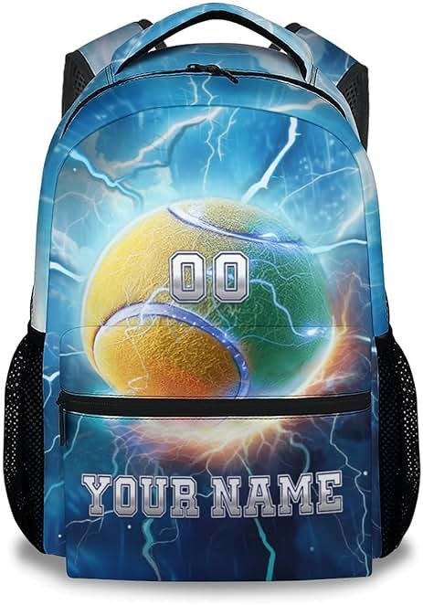 Custom Kids Backpack for Students - 17 Inch Tennis Backpacks for Middle School - Lightweight Durable Sports Bookbag - Product Image