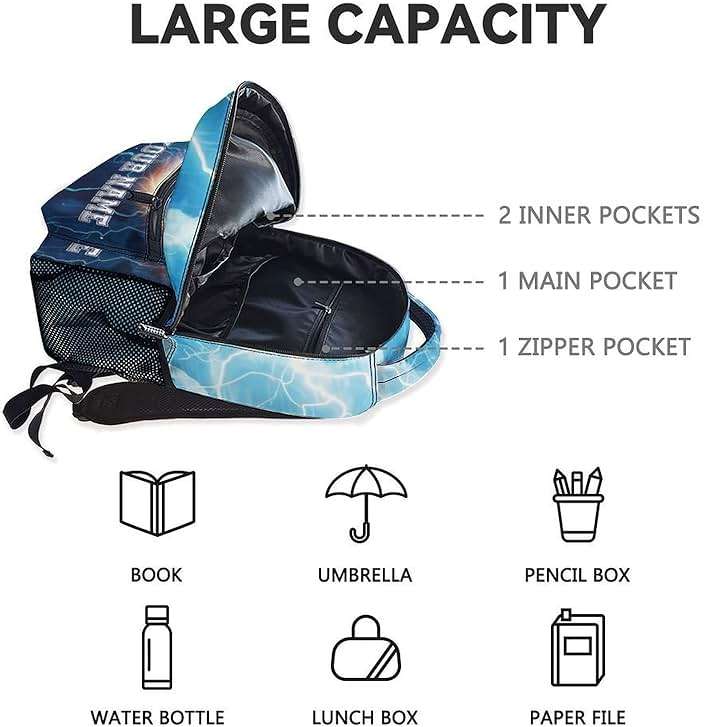 Custom Kids Backpack for Students - 17 Inch Tennis Backpacks for Middle School - Lightweight Durable Sports Bookbag - Image 5