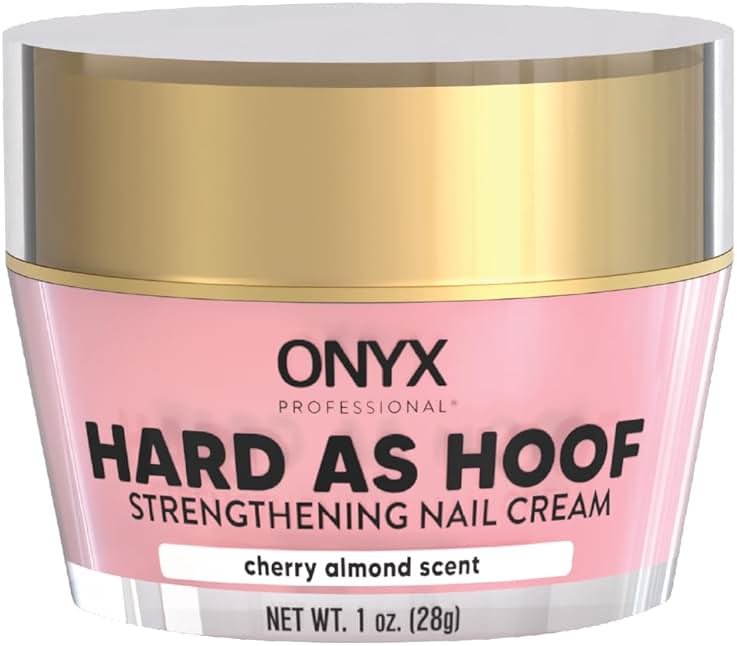 Onyx Professional Hard as Hoof Nail Strengthening Cream, Cherry Almond Scent - Made in USA, Nail Growth & Conditioning Cuticle Cream Stops Splits, Chips, Cracks & Strengthens Nails, 1 oz - Product Image