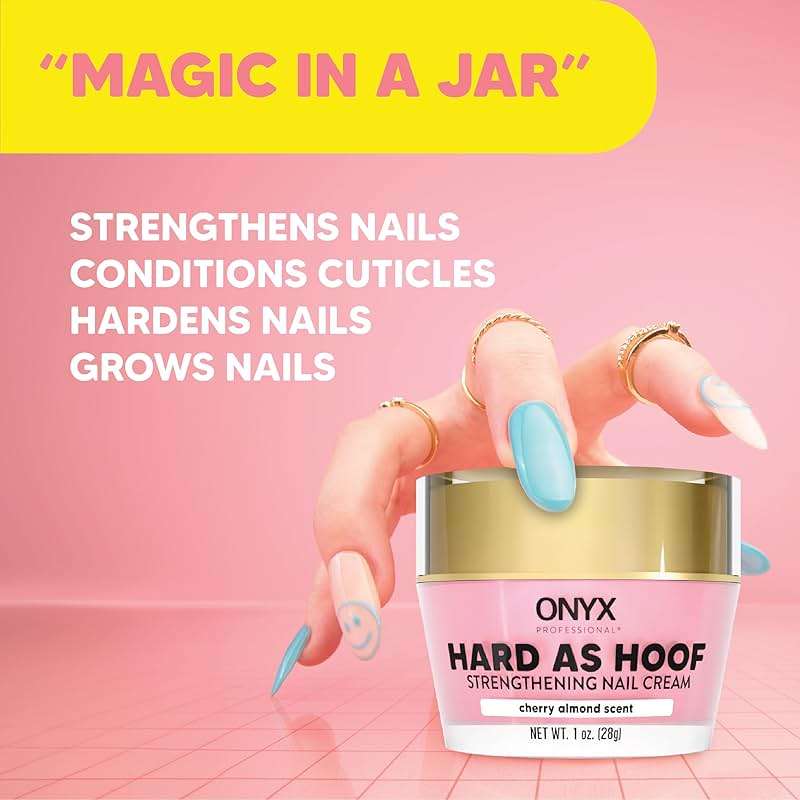 Onyx Professional Hard as Hoof Nail Strengthening Cream, Cherry Almond Scent - Made in USA, Nail Growth & Conditioning Cuticle Cream Stops Splits, Chips, Cracks & Strengthens Nails, 1 oz - Image 3
