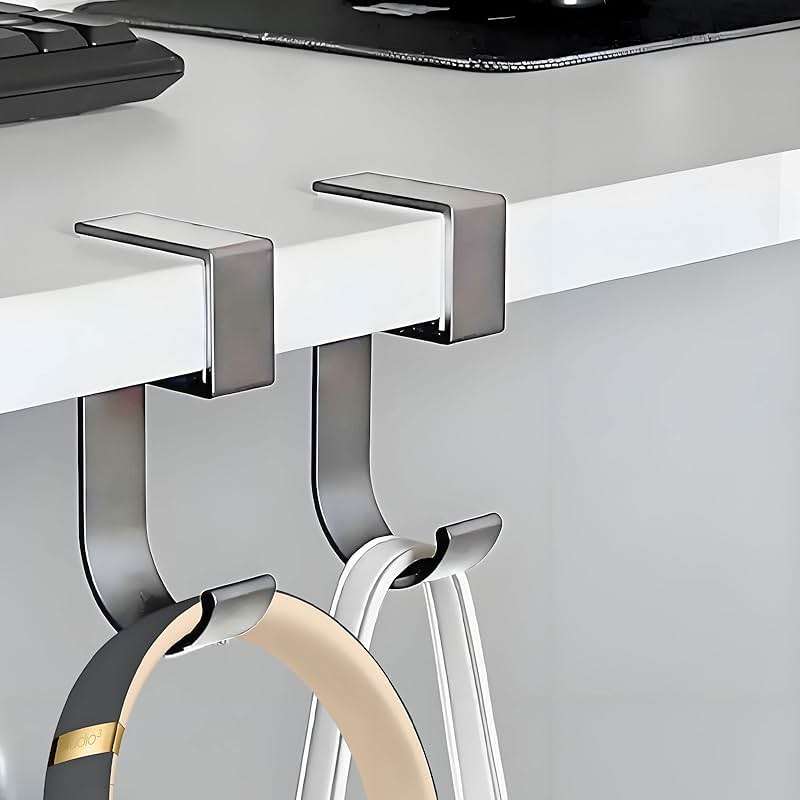 JAKO Headphone Stand, Headset Stand for Desk Aluminum Alloy Headphone Holder Hanger with Fit for Computer Accessories, Study Desk Hook for Xbox/PS4 Gaming Headset, Office, Computer Desk (2 Pcs Grey) - Image 5