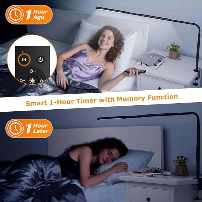 LED Desk Lamp for Home Office, Eye-Caring Desk Light with Adjustable Gooseneck, Dual Screen Computer Monitor Light with Stepless Dimming, Stepless Color Temp, Memory Function for Study, Workbench - Image 8