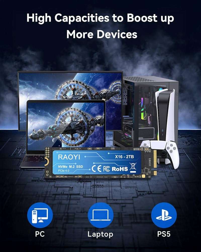 RAOYI 2TB NVMe Internal Solid State Drive M.2 2280 PCIe Gen4x4 SSD, Up to 5000MB/s, Configure SLC Cache, Storage and Memory Expansion for PS5 Laptop Desktop - Image 7