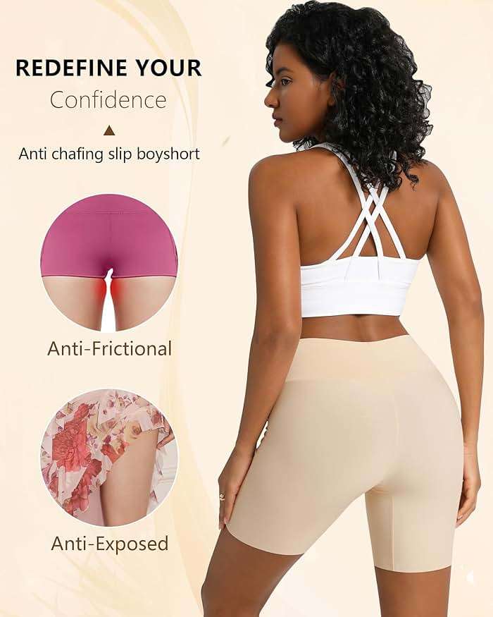 AugYew Women's Cooling Slip Shorts Under Dresses - Anti Chafing High Waisted Boyshort Underwear for Yoga Workout - Image 4