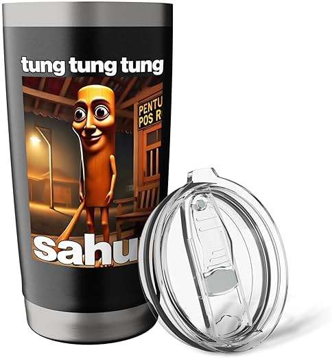 TUNG TUNG TUNG SAHUR Dank meme internet funny 2025 brainrot Stainless Steel Insulated Tumbler - Image 6