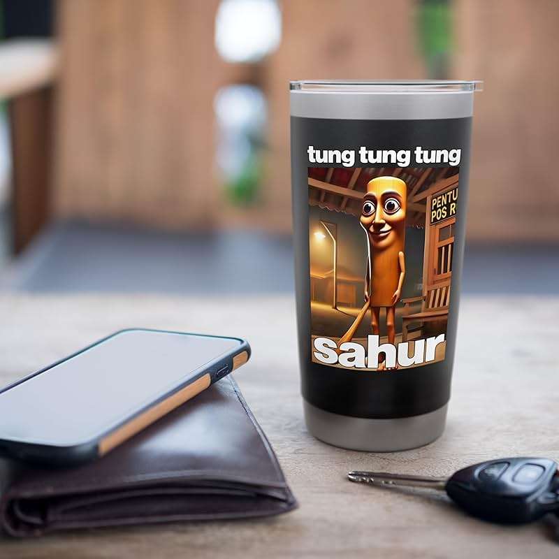 TUNG TUNG TUNG SAHUR Dank meme internet funny 2025 brainrot Stainless Steel Insulated Tumbler - Image 7