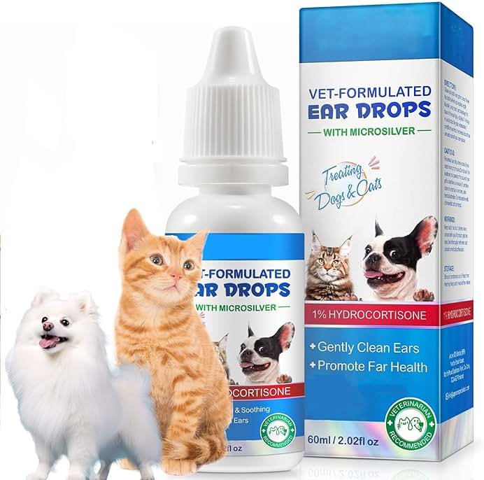 SDJUFEI Dog Ear Infection Treatment Drops, with 1% Hydrocortisone, Ear Yeast Infection Treatment for Dogs and Cats, Dog Ear Drops for Yeast Infection, Dog Ear Infection Drops for Itchy Ear Relief - Product Image