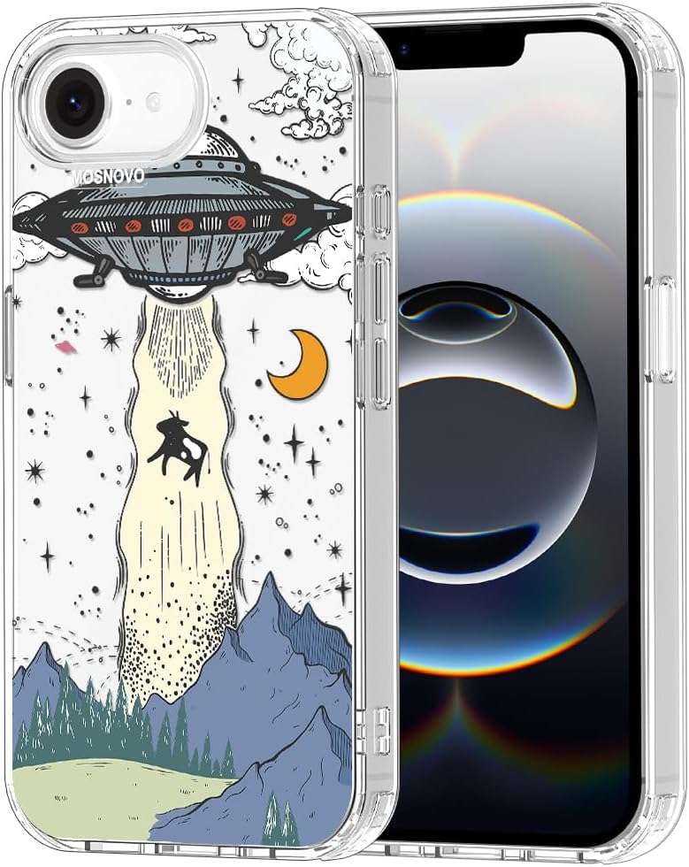 MOSNOVO for iPhone 17e Case/iPhone 16e Case, Shockproof Military-Grade Protection 6.6ft Drop Tested, Clear Phone Case for iPhone 16e / iPhone 17e, UFO Design - Image 1
