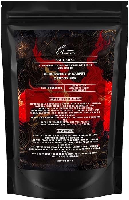 Lapew Baccarat Carpet Deodorizer Powder - Pet Safe Freshener for Vacuuming | Scented Odor Eliminator for Home | 16 oz - Product Image
