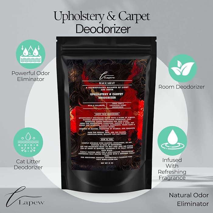 Lapew Baccarat Carpet Deodorizer Powder - Pet Safe Freshener for Vacuuming | Scented Odor Eliminator for Home | 16 oz - Image 4