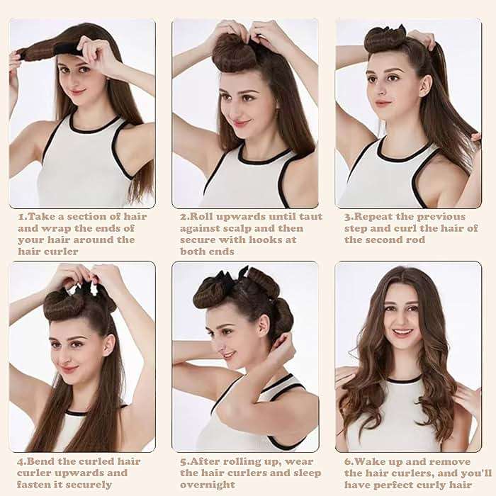 jejucy Heatless Curls Overnight, 5 Pcs Heatless Hair Curlers to Sleep in Soft Overnight Blowout Rods No Heat Hair Rollers Curling Rods for Women Blowout Look Long Hair - Brown - Image 7