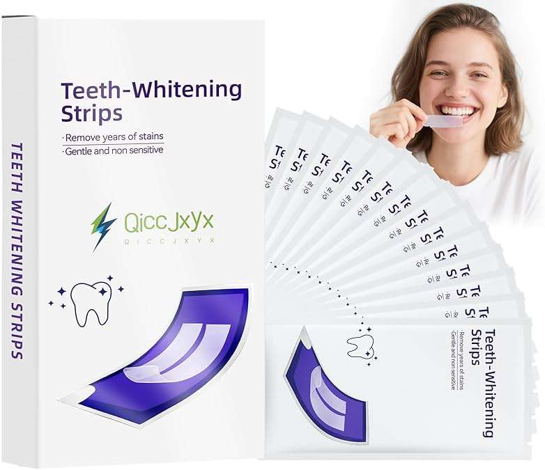 QICCJXYX 14-Day Whitening Stripst,Sensitive Teeth Whitener,Mild and Non-irritating,Deep Stains Removal,Nstant Teeth Whitening Without The Harm,Peroxide Free(28PCS) - Image 1