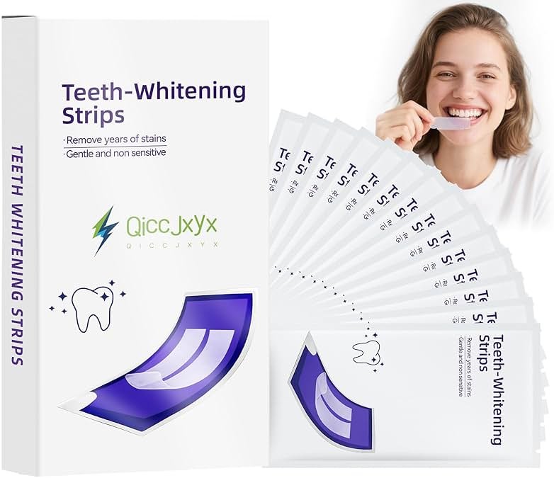 QICCJXYX 14-Day Whitening Stripst,Sensitive Teeth Whitener,Mild and Non-irritating,Deep Stains Removal,Nstant Teeth Whitening Without The Harm,Peroxide Free(28PCS) - Product Image