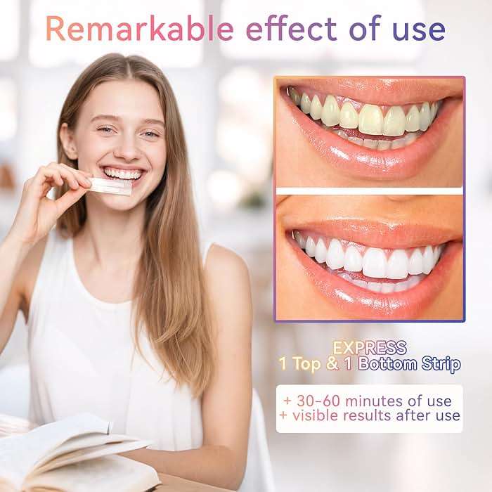 QICCJXYX 14-Day Whitening Stripst,Sensitive Teeth Whitener,Mild and Non-irritating,Deep Stains Removal,Nstant Teeth Whitening Without The Harm,Peroxide Free(28PCS) - Image 4