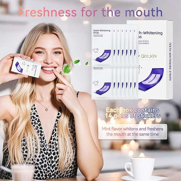 QICCJXYX 14-Day Whitening Stripst,Sensitive Teeth Whitener,Mild and Non-irritating,Deep Stains Removal,Nstant Teeth Whitening Without The Harm,Peroxide Free(28PCS) - Image 6