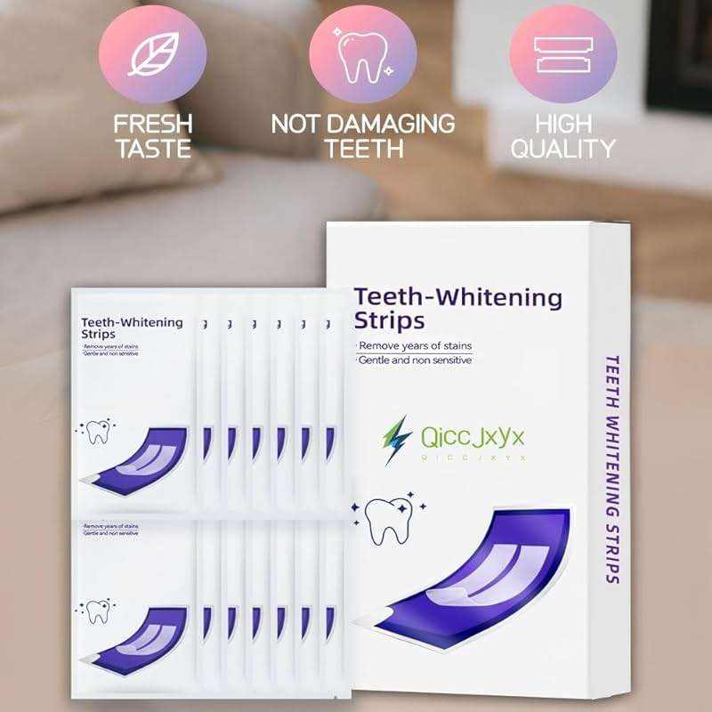 QICCJXYX 14-Day Whitening Stripst,Sensitive Teeth Whitener,Mild and Non-irritating,Deep Stains Removal,Nstant Teeth Whitening Without The Harm,Peroxide Free(28PCS) - Image 7