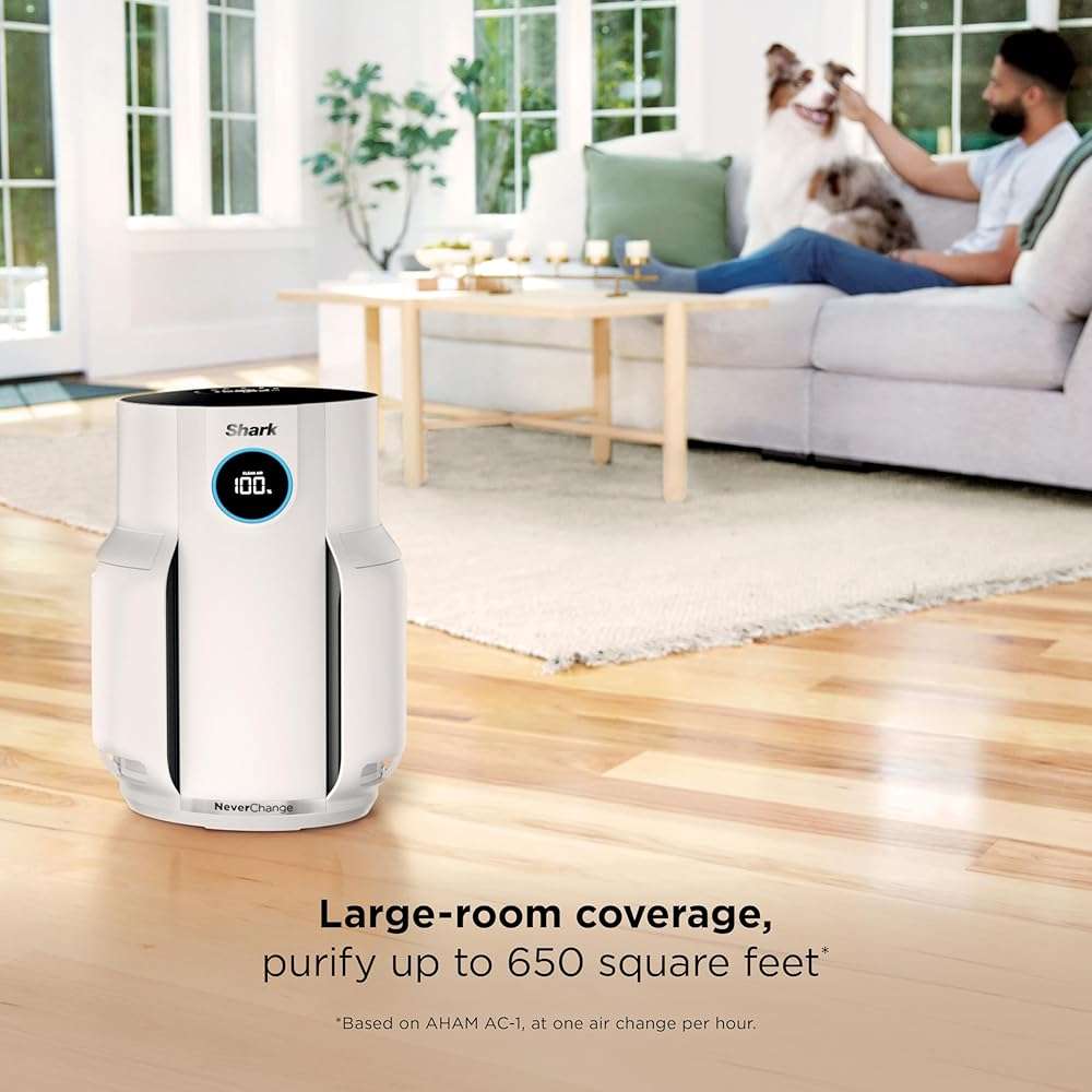 Shark Air Purifier for Home, NeverChange, for Large Room, Bedroom, Home Office, HEPA-Exceeding Filter, Captures Pollutants, Pet Dander, Dust, Odor, Smoke, and More, HP153, White - Image 3
