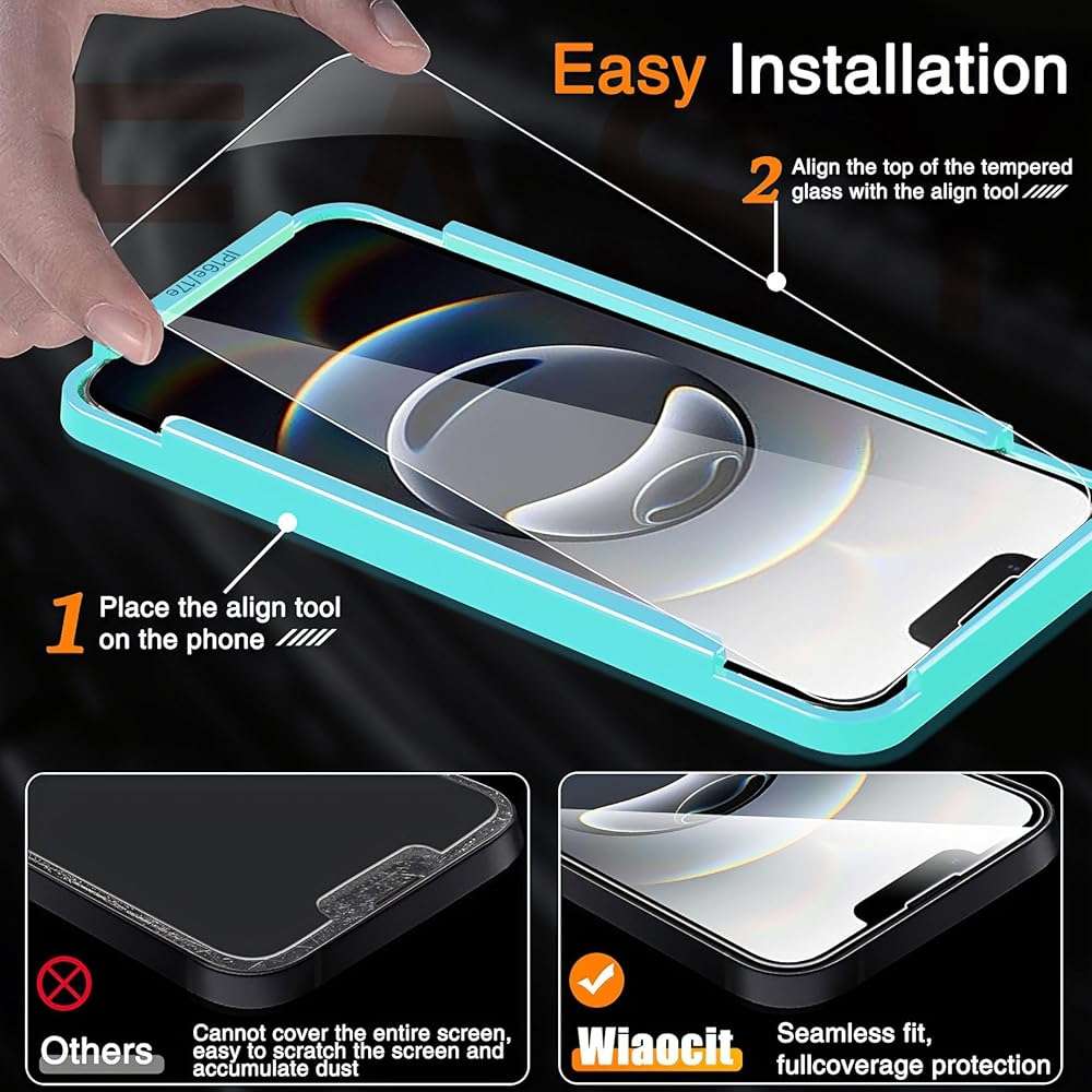 Wiaocit 3 Pack Tempered Glass Screen Protector for iPhone 16e/iPhone 17e with 3 Pack Camera Lens Protector, 9H Hardness, Bubble Free, Case Friendly - Image 2