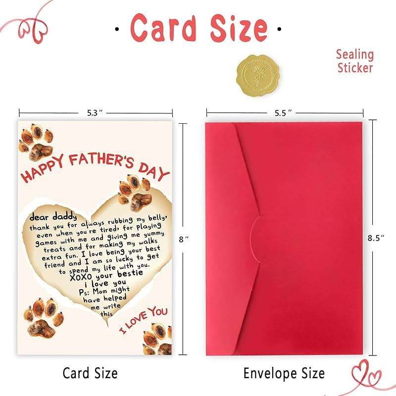 Abeletree Cute Fathers Day Cards Gifts for Dog Dad, Lovely Doggy Dad Card Ideas On Father's Day from Dog, Father's Day Cards Gifts from Dogs - Image 3