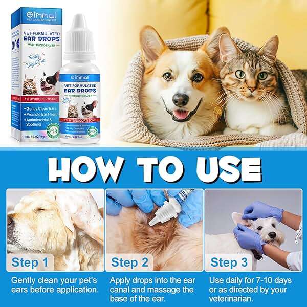 Dog & Cat Ear Infection Treatment Drop with 1% Hydrocortisone for Dog Yeast Ear Infections, Soothes Itchy Ears, Prevents Infections, Safe for Puppies, Adult, Ear Drops for Dogs & Cats 2 fl oz. - Image 5