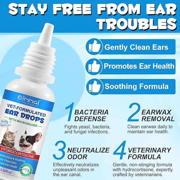 Dog & Cat Ear Infection Treatment Drop with 1% Hydrocortisone for Dog Yeast Ear Infections, Soothes Itchy Ears, Prevents Infections, Safe for Puppies, Adult, Ear Drops for Dogs & Cats 2 fl oz. - Image 6