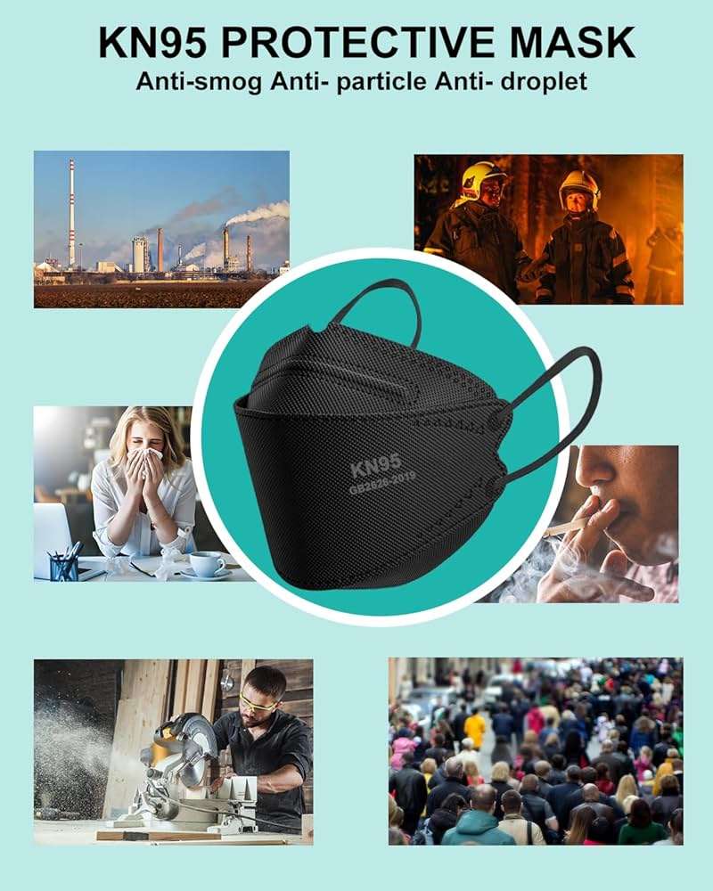 KOZUVEE KN95 Face Masks Black for Adults, Individually Wrapped, Breathable Disposable KN95 Mask with Elastic Ear Loop - Image 8