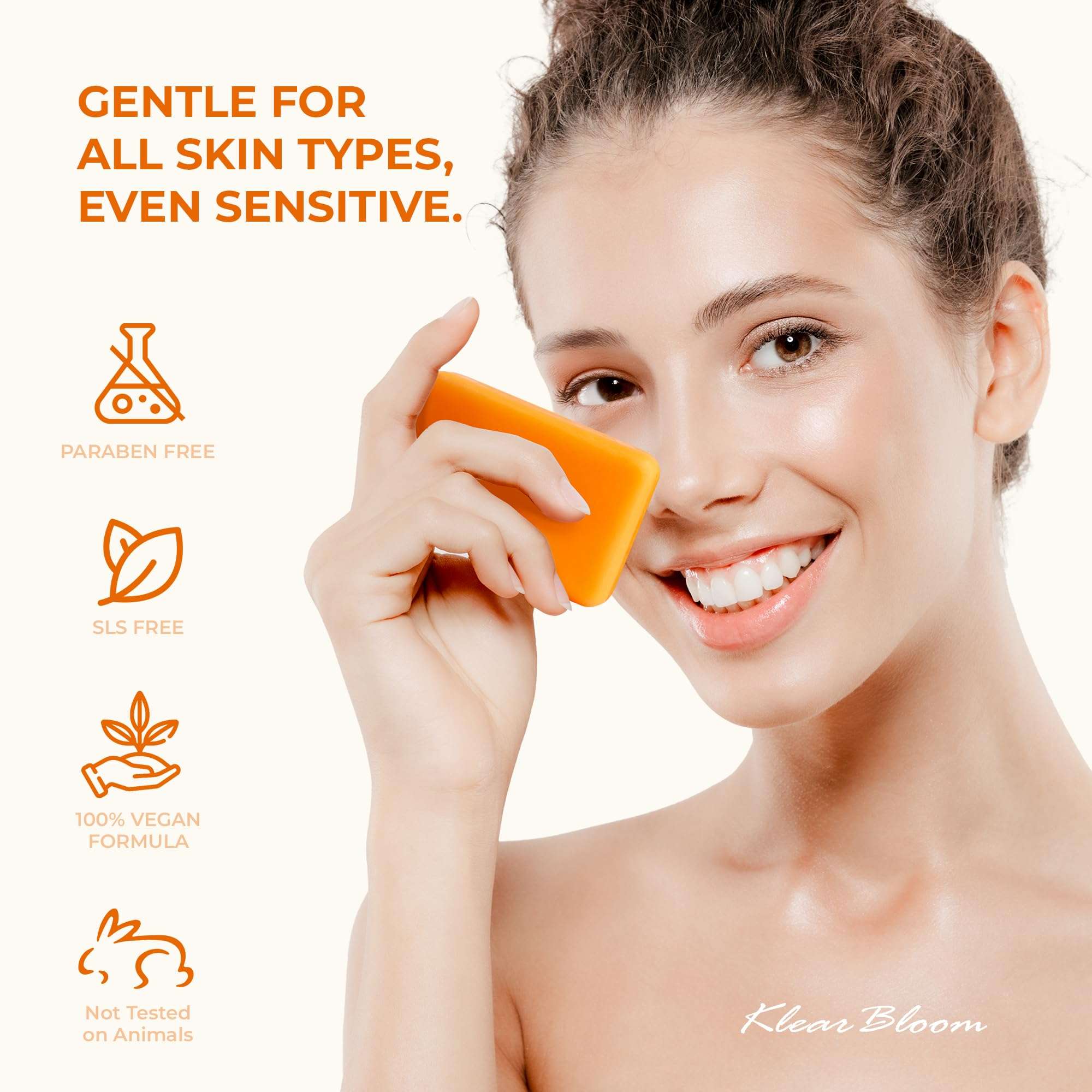 KlearBloom Kojic Acid Soap, Turmeric Soap Bar for Dark Spots Brightening & Moisturizing with Collagen, Vitamin E, Retinol, Hyaluronic Acid, Shea Butter, Paraben & Sulfate-Free 105g x 2 Bars - Image 7
