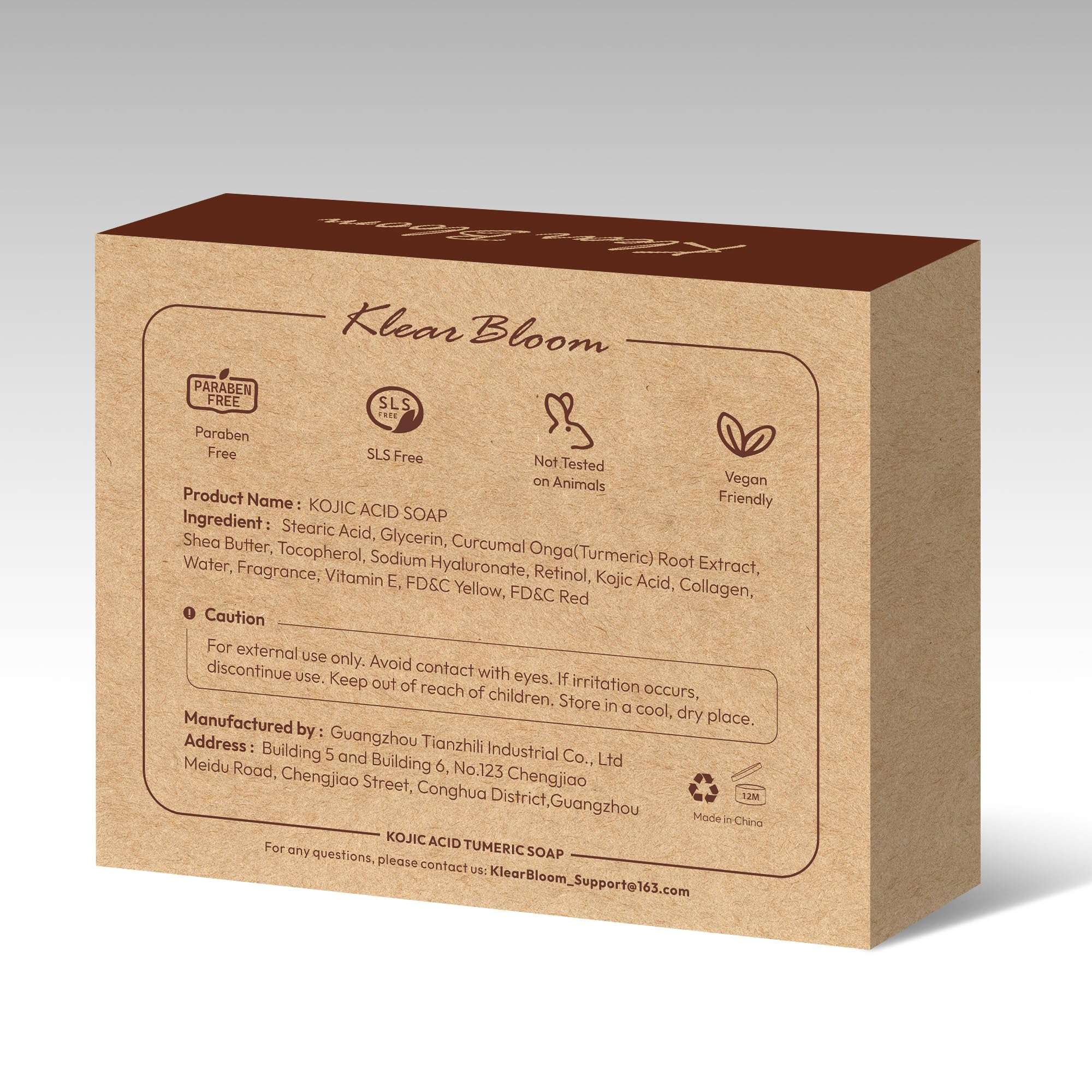 KlearBloom Kojic Acid Soap, Turmeric Soap Bar for Dark Spots Brightening & Moisturizing with Collagen, Vitamin E, Retinol, Hyaluronic Acid, Shea Butter, Paraben & Sulfate-Free 105g x 2 Bars - Image 8