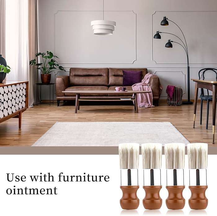 4pcs Salve Brushes for Furniture, Leather Cleaning Brush with Wood Handle and Soft Bristles Repair Cream Balm Applicator Tools for Furniture Home Leather(Salve Not Included) - Image 4