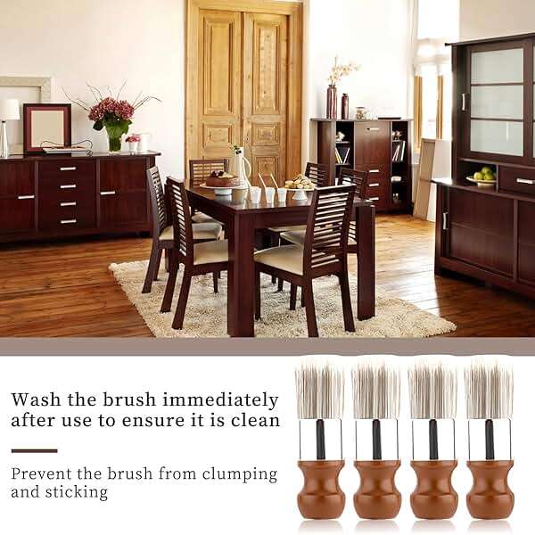 4pcs Salve Brushes for Furniture, Leather Cleaning Brush with Wood Handle and Soft Bristles Repair Cream Balm Applicator Tools for Furniture Home Leather(Salve Not Included) - Image 5