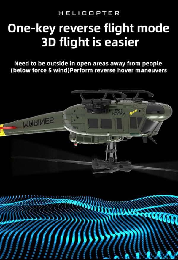 YOMTDIY UH-1 Huey Remote Control Helicopters RC Aircraft for Adults, RC ERA C032 1/48 Scale 6CH 2.4G Gyro Stabilized Aircraft with Fly Upside Down 3D Rolling -RTF / 3 Battery - Image 7
