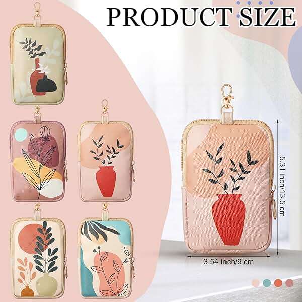Kacctyen 5 Pcs Hand Sanitizer Spray Case, Boho Zippered Pouch Touch Power Mist Portable Hand Sanitizer Holder Protective Case Attachable Fashion Accessory with Snap Hook, 1fl oz - Image 5