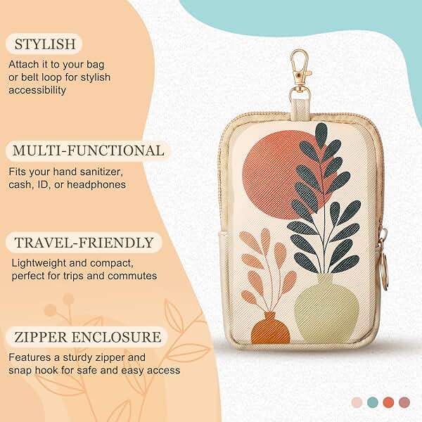 Kacctyen 5 Pcs Hand Sanitizer Spray Case, Boho Zippered Pouch Touch Power Mist Portable Hand Sanitizer Holder Protective Case Attachable Fashion Accessory with Snap Hook, 1fl oz - Image 7
