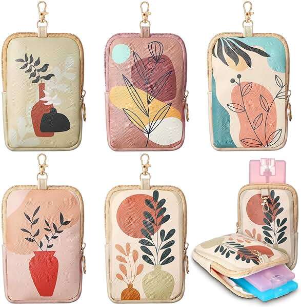 Kacctyen 5 Pcs Hand Sanitizer Spray Case, Boho Zippered Pouch Touch Power Mist Portable Hand Sanitizer Holder Protective Case Attachable Fashion Accessory with Snap Hook, 1fl oz - Image 8