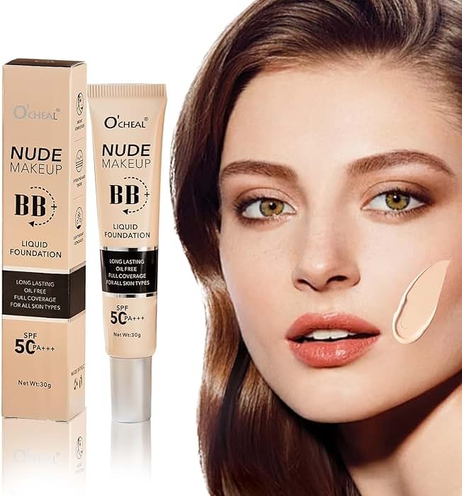 O'CHEAL BB Cream with SPF 50+ | Full Coverage Tinted Moisturizer with Buildable Concealer Powder Foundation, Oil-Free, Hydrating & Matte Finish | Vegan, Cruelty-Free, for All Skin Types(Natural) - Product Image