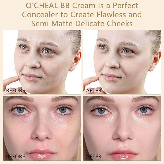 O'CHEAL BB Cream with SPF 50+ | Full Coverage Tinted Moisturizer with Buildable Concealer Powder Foundation, Oil-Free, Hydrating & Matte Finish | Vegan, Cruelty-Free, for All Skin Types(Natural) - Image 3