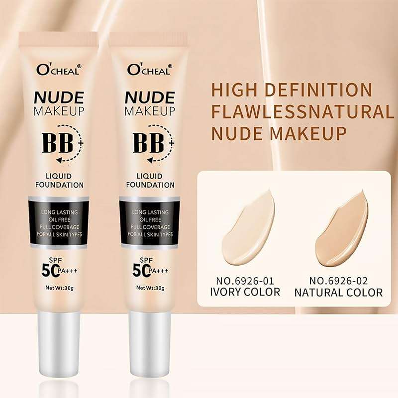 O'CHEAL BB Cream with SPF 50+ | Full Coverage Tinted Moisturizer with Buildable Concealer Powder Foundation, Oil-Free, Hydrating & Matte Finish | Vegan, Cruelty-Free, for All Skin Types(Natural) - Image 7