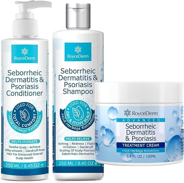 Seborrheic Dermatitis & Psoriasis Cream, Shampoo and Conditioner Set - Scalp Therapy System for Folliculitis, Psoriasis, Dandruff, Dry Scalp - Scalp Treatment to Relieve Itching, Flaking, Irritation - Product Image