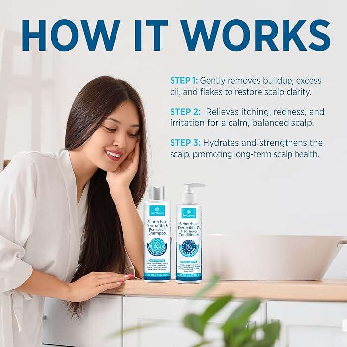 Seborrheic Dermatitis & Psoriasis Cream, Shampoo and Conditioner Set - Scalp Therapy System for Folliculitis, Psoriasis, Dandruff, Dry Scalp - Scalp Treatment to Relieve Itching, Flaking, Irritation - Image 5