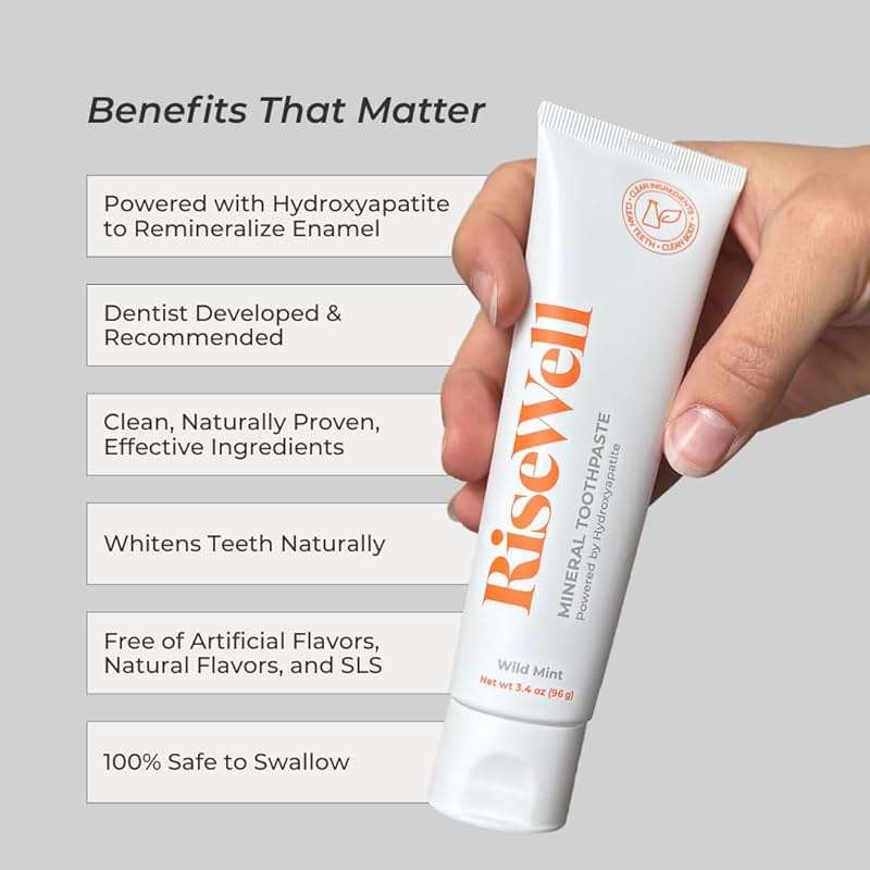 RiseWell Mineral Toothpaste - All Natural Toothpaste with Hydroxyapatite - Made in the USA, Natural SLS-Free Toothpastes - for a Stronger and Healthier Teeth, Wild Mint, 3.4 Oz - Image 2