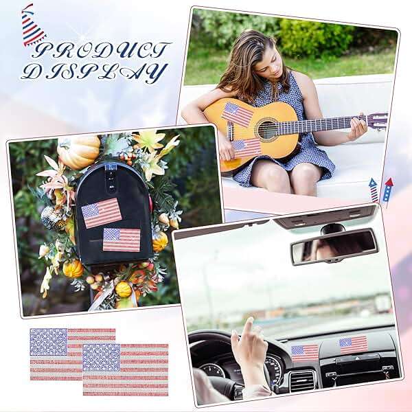 Frienda 2 Pack American Flag Sticker for Cars/Trucks USA Flag Decal Rhinestone Bling Decals Patriotic Bumper 4th of July Window Trunk Decorate Independence Day Interior Accessories (Red White Blue) - Image 5