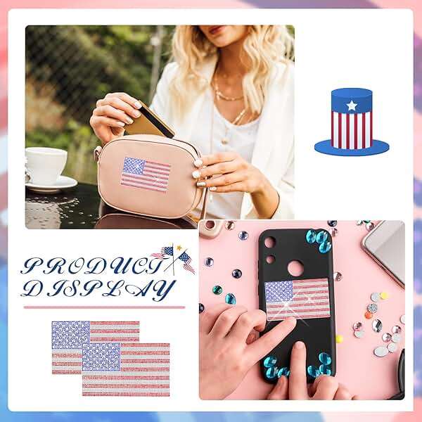 Frienda 2 Pack American Flag Sticker for Cars/Trucks USA Flag Decal Rhinestone Bling Decals Patriotic Bumper 4th of July Window Trunk Decorate Independence Day Interior Accessories (Red White Blue) - Image 7