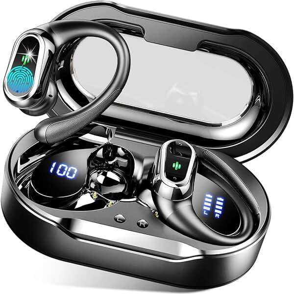 Wireless Earbuds, 2026 Bluetooth 5.4 Headphones Sport, 60Hrs HiFi Stereo Deep Bass Over-Ear buds with ENC Noise Cancelling Mic, IP7 Waterproof & LED Display Earphones with Earhooks for Workout/Running - Image 1